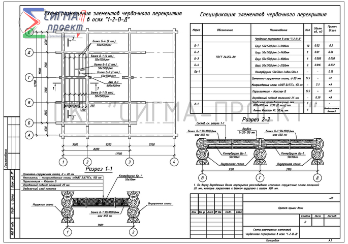 Схема размещения чердачного перекрытия
